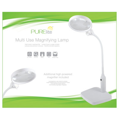 PURElite Multi-Use Magnifying Lamp - Rechargeable LED Table & Desk Lamp ...