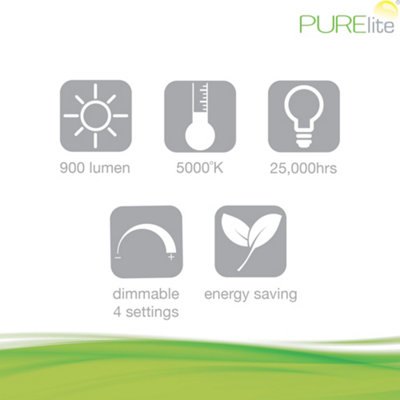 PURElite Natural Daylight Floor Lamp - 2 Lights for Extra Power with 4 ...