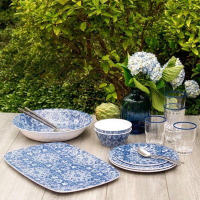 Purely Home Atlantic Blue Melamine Dinner Plates Set of