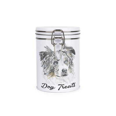 Purely Home Australian Shepherd Dog Treats Canister by Rhiannon Chauncey - Metal Clip Lid Food Storage Jar For Pet Food 700ml