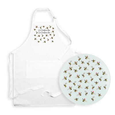 Purely Home Chrismas Bees - Apron & Worktop Protector Set