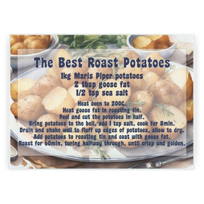 Purely Home Christmas Rectangular Large Glass Worktop Protector - Best Roast Potatoes Recipe