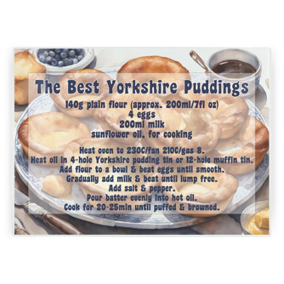 Purely Home Christmas Rectangular Large Glass Worktop Protector - Best Yorkshire Puddings Recipe