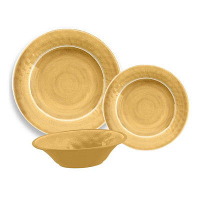 Purely Home Crackle Gold Melamine 12 Piece Outdoor Dinnerware Set for 4