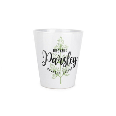 Purely Home Green Label Herbs Parsley Plant Pot - Small Ceramic Plant Pot Gift