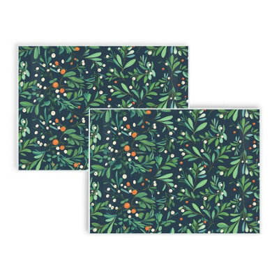 Purely Home Large Rectangle Botanical Mistletoe Christmas Worktop Protectors - Set of 2