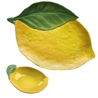 Purely Home Lemon Fresh Melamine Figural Platter & Small Bowl Set