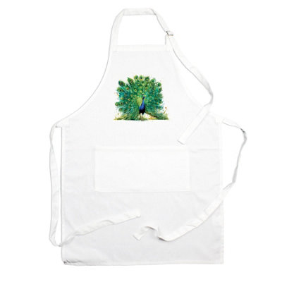 Purely Home Majestic Peacock Apron - Exotic Feathered Bird Cooking & Baking Gift