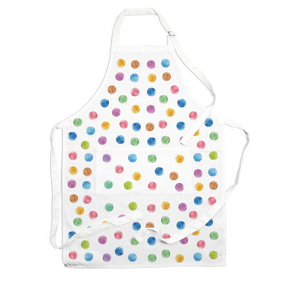 Purely Home Polka Dot Kitchen Apron - Rainbow Multicolour Cooking & Baking Gift