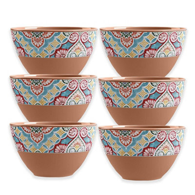 Purely Home Rio Medallion Ciotole In Melammina 2 Pezzi - Perfette Per Patatine E Salse, Stile Marocchino, Terracotta Multicolore, Lavabili In Lavastoviglie, Resistenti A Rotture E Graffi