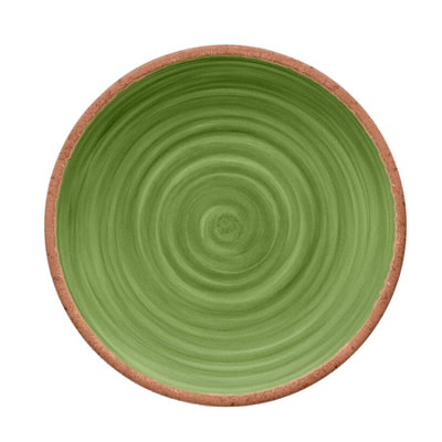 Purely Home Rustic Swirl Green Melamine Dinner Plates - Set of 4