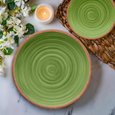 Purely Home Rustic Swirl Green Melamine Side/Salad Plates - Set of 2 - 3