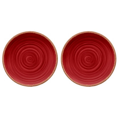 Purely Home Rustic Swirl Red Melamine Dinner Plates - Set of 2