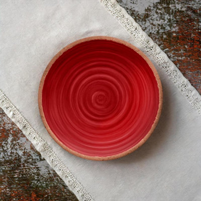 Purely Home Rustic Swirl Red Melamine Dinner Plates - Set of 2 - 3