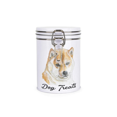 Purely Home Shiba Inu Dog Treats Canister by Rhiannon Chauncey - Metal Clip Lid Food Storage Jar For Pet Food 700ml