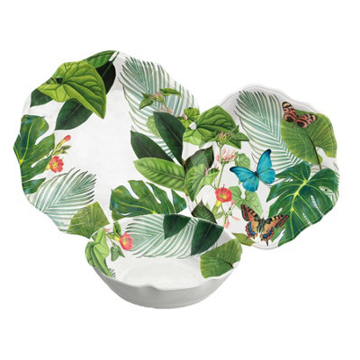 Purely Home Tropical Floral 6 Piece Melamine Dinnerware Set for 2