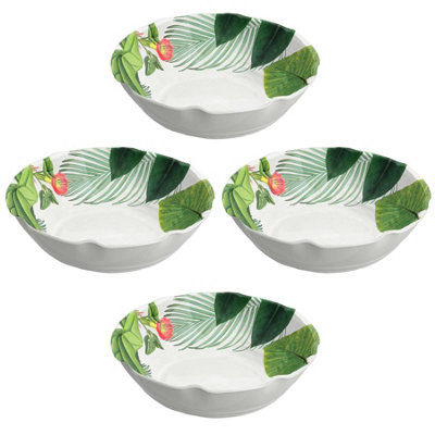 Purely Home Tropical Floral Melamine Low Bowls - Set of  4