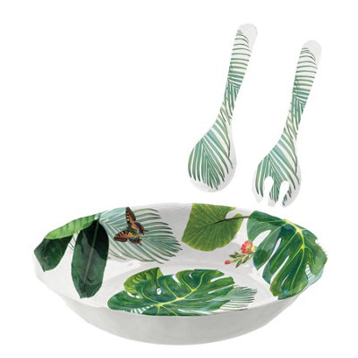 Purely Home Tropical Floral Melamine Salad Serving Set