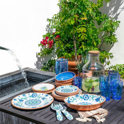 French Bull 4-Piece Melamine Salad Plates - 9 Inch Assorted Garden Floral, Dishwasher Safe, Indoor/Outdoor