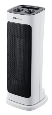 PureMate 2000W Ceramic Tower Fan Heater with Automatic Oscillation - White