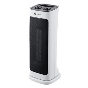 PureMate 2000W Ceramic Tower Fan Heater with Automatic Oscillation - White