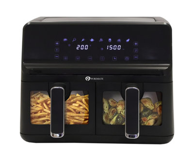 Schallen Healthy Eating Low Fat Large Digital Twin Dual Air Fryer with Double  Drawer Non-Stick Cook Frying Trays