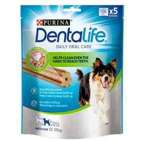 Purina Dentalife Daily Medium Dog Chews Treat 115g  5 Pack (Pack of 6)