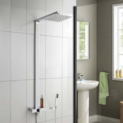 PURINA ULTRA THIN MODERN BATHROOM SQUARE HEAD COOL TOUCH SHOWER at B&Q