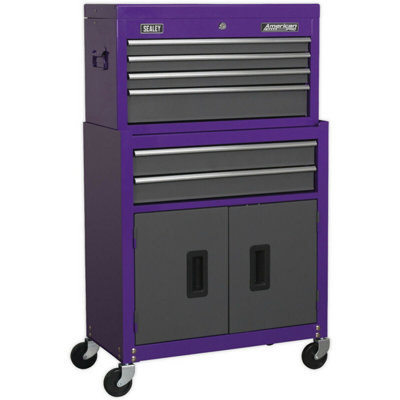 Purple 6 Drawer Tool Chest and Rollcab Combination Unit - 615 x 295 x 705mm