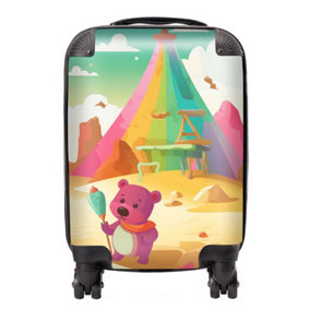 Purple Bear On A Beach Holiday Suitcase - Small