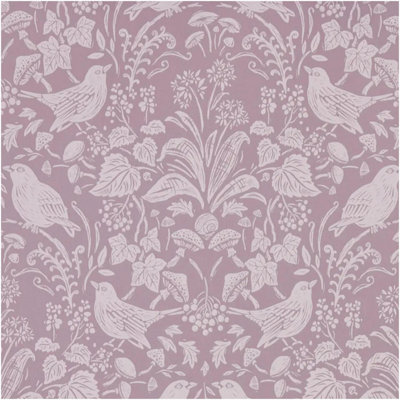Purple Bird Botanical Vinyl Wallpaper Paste The Wall Woodland Print Design