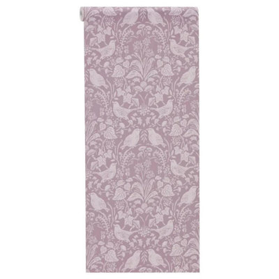 Purple Bird Botanical Vinyl Wallpaper Paste The Wall Woodland Print Design