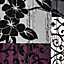 Purple Black Grey Floral Patchwork Living Room Rug 280x365cm