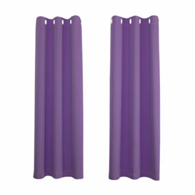 Purple Blackout Curtains - Eyelet Thermal Curtain  - 46 x 63 Inch Drop - 2 Panel