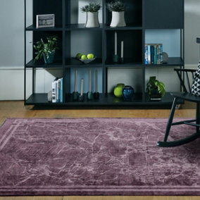 Purple Border Luxurious Modern Easy to Clean Abstract Bordered Rug For Bedroom Dining Room And Living Room -120cm X 180cm