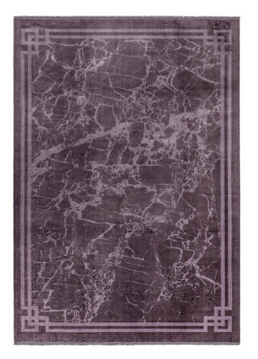 Purple Border Luxurious Modern Easy to Clean Abstract Bordered Rug For Bedroom Dining Room And Living Room -160cm X 230cm