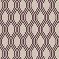 Purple Cream Trellis Wallpaper Fine Decor Geometric Metallic Paste The Wall
