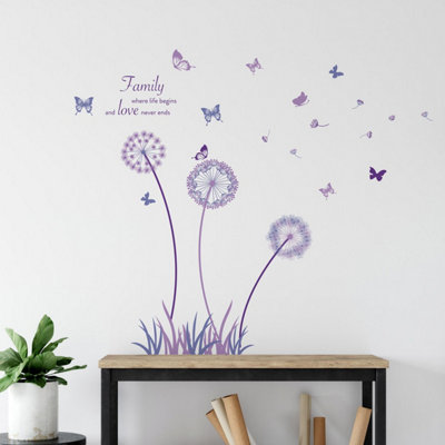 Purple Dandelion Flower Stickers Stock Clearance | DIY at B&Q