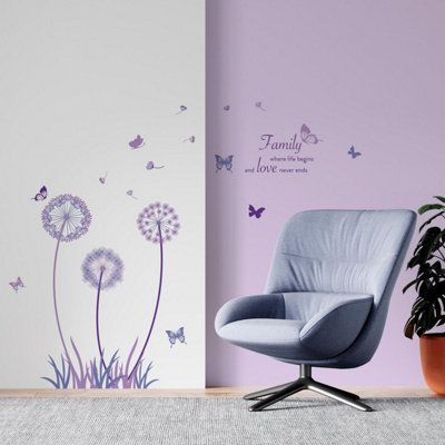 Purple Dandelion Flower Stickers Stock Clearance