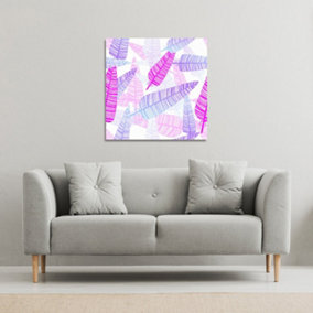 Purple Feathers (Canvas Print) / 127 x 127 x 4cm