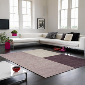 Purple Geometric Handmade Luxurious Modern Wool Rug Easy to clean Living Room and Bedroom-120cm X 170cm