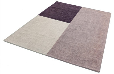 Purple Geometric Handmade Luxurious Modern Wool Rug Easy to clean Living Room and Bedroom-160cm X 230cm