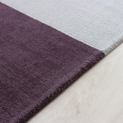 Purple Geometric Handmade Luxurious Modern Wool Rug Easy to clean Living Room and Bedroom-200cm X 300cm