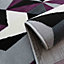 Purple Grey Diamond Geometric Living Room Rug 160x230cm