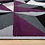 Purple Grey Diamond Geometric Living Room Rug 160x230cm
