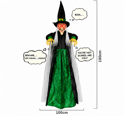 Purple Halloween Hanging Witch Life Size Animated Talking Spooky Prop ...
