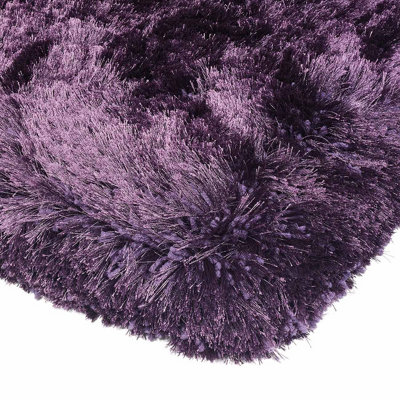 Purple Handmade , Luxurious , Modern , Plain , Shaggy , Sparkle Easy to Clean Rug for Living Room, Bedroom - 140cm X 200cm