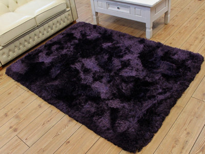 Purple Handmade , Luxurious , Modern , Plain , Shaggy , Sparkle Easy to Clean Rug for Living Room, Bedroom - 160cm X 230cm