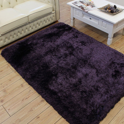 Purple Handmade , Luxurious , Modern , Plain , Shaggy , Sparkle Easy to Clean Rug for Living Room, Bedroom - 200cm X 300cm