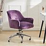 Purple Ice Velvet Swivel Home Office Chair Desk Chair Height Adjustable with Armrest